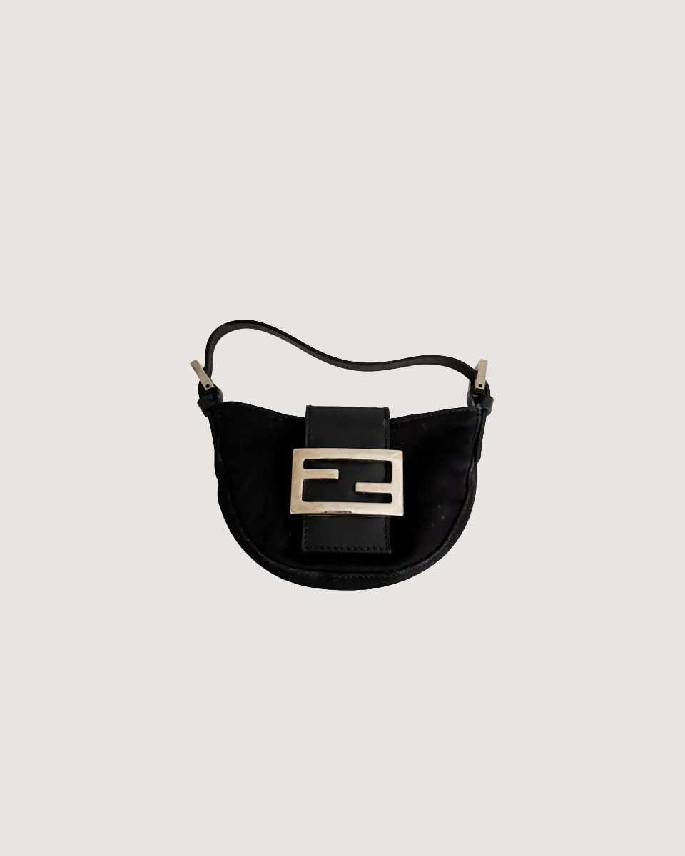 Fendi Iconic Black Neoprene Mini Croissant Bag — sororité.